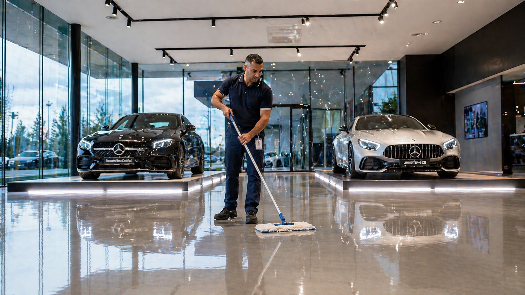 Automotive dealership showroom cleaning Melbourne