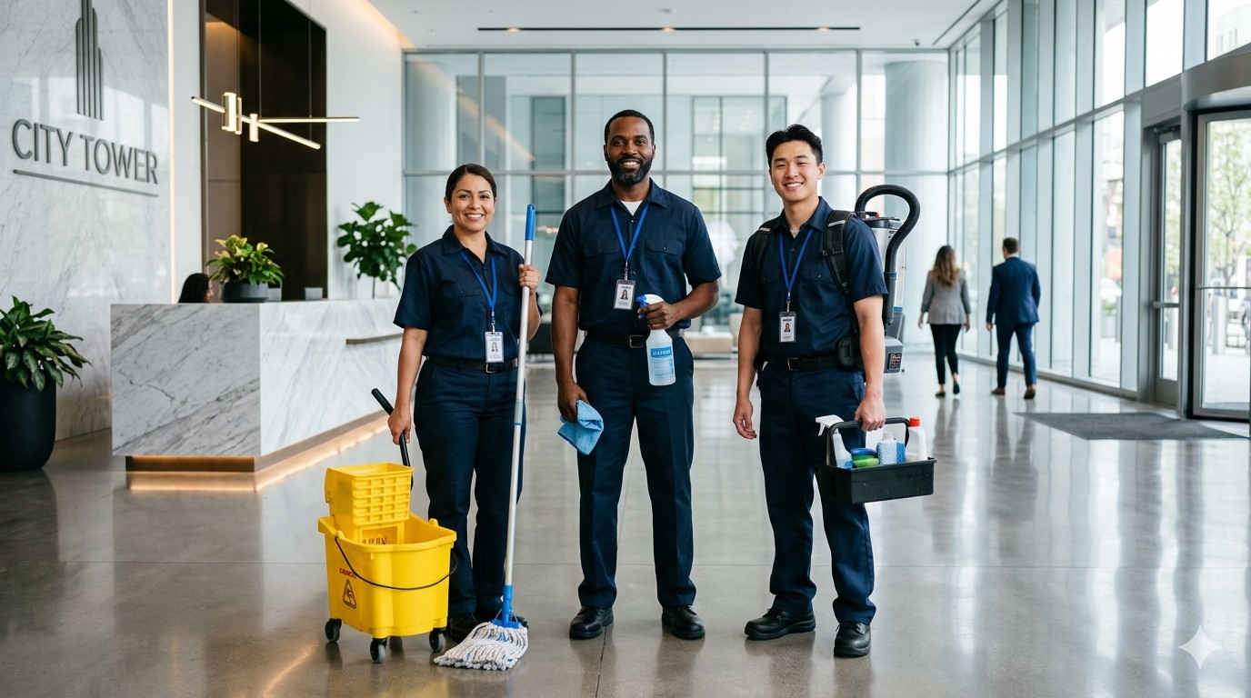 Aust Facility Services cleaning team at work Melbourne